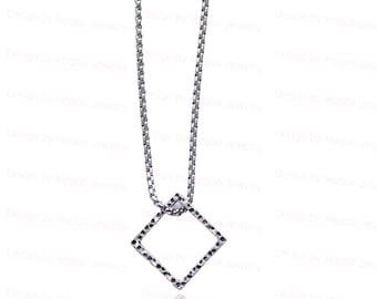 Minimalist Necklace Men, Square Pendant Necklace, Geometric Pendant Necklace, Modern Necklace, Urban Necklace, Stainless Steel Necklace