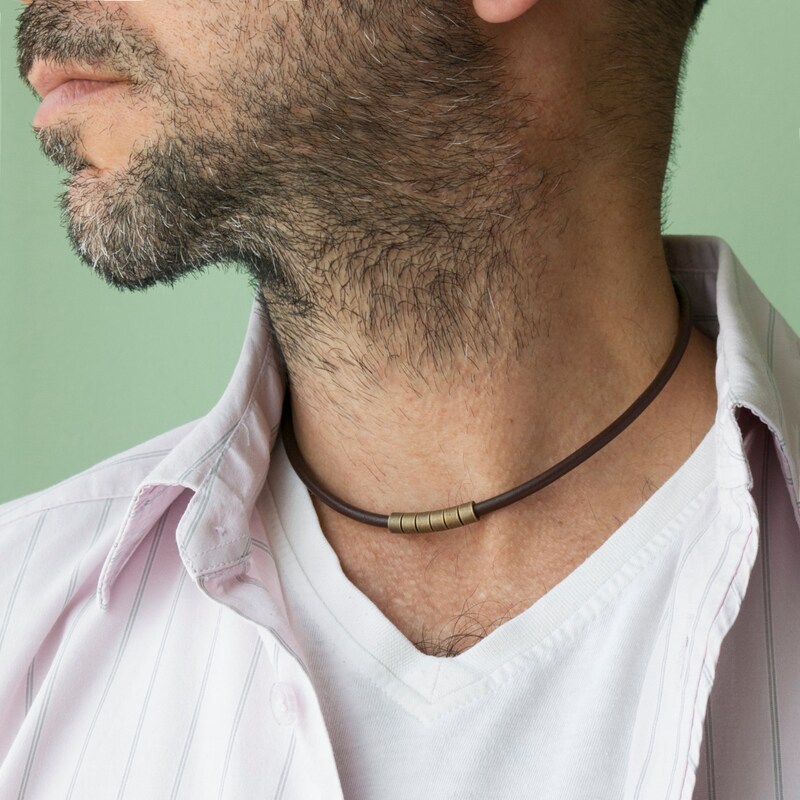 The Sun Moon Cross O Ring PU Leather Choker Necklace