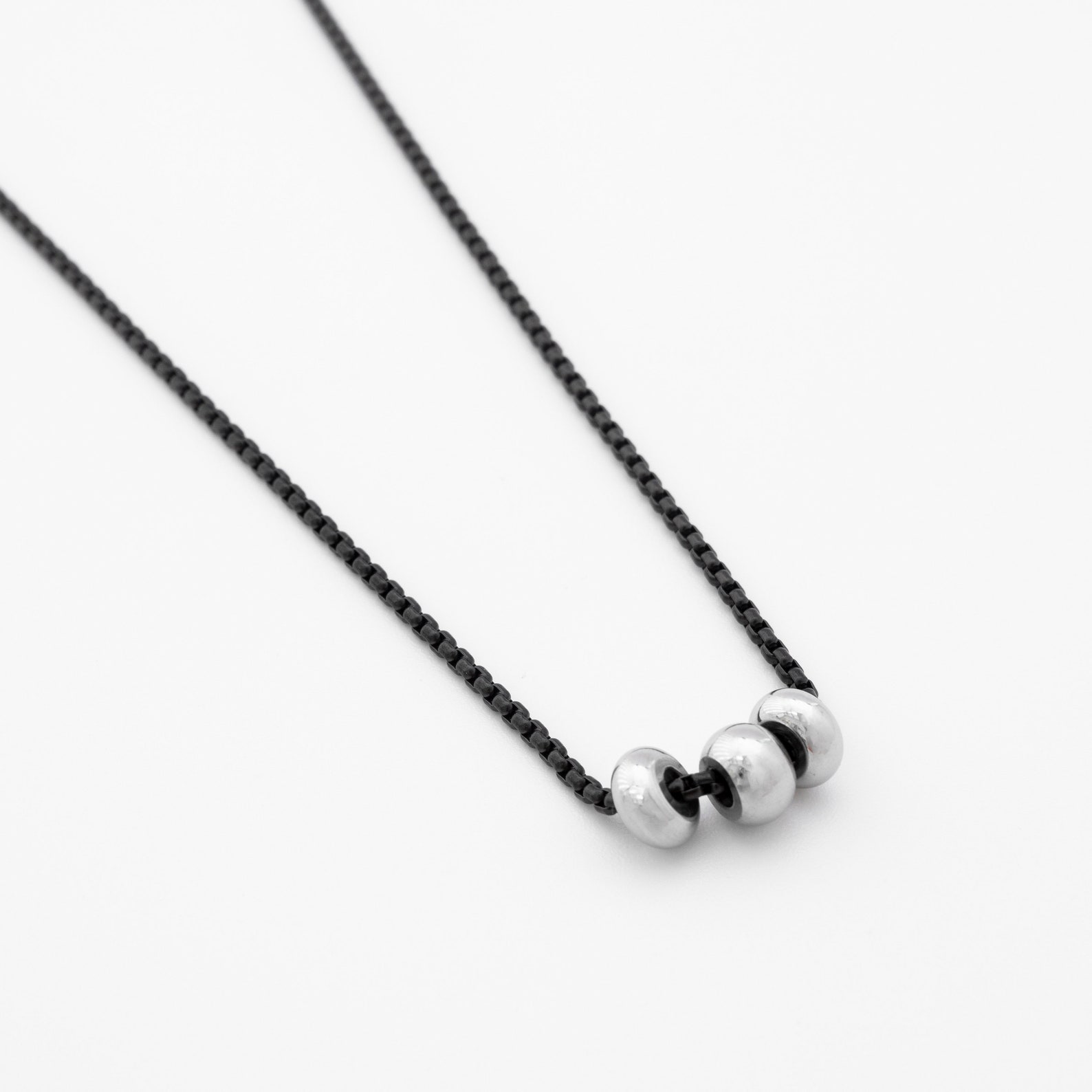 Men's Beaded Necklace Men's Black Necklace Etsy