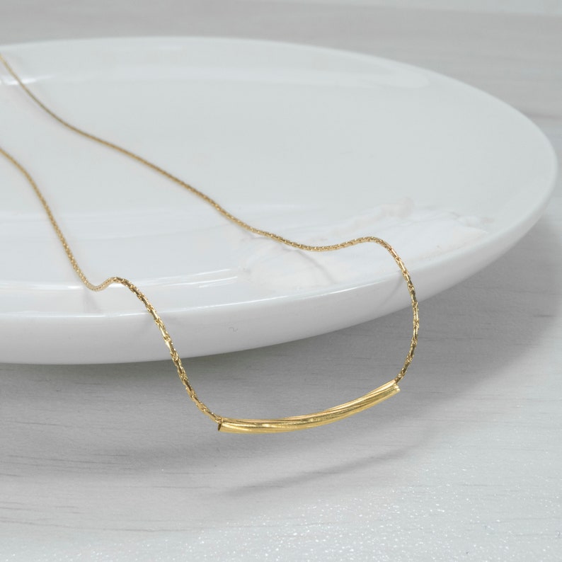 Gold Tube Necklace Gold Filled Necklace Delicate Necklace Etsy