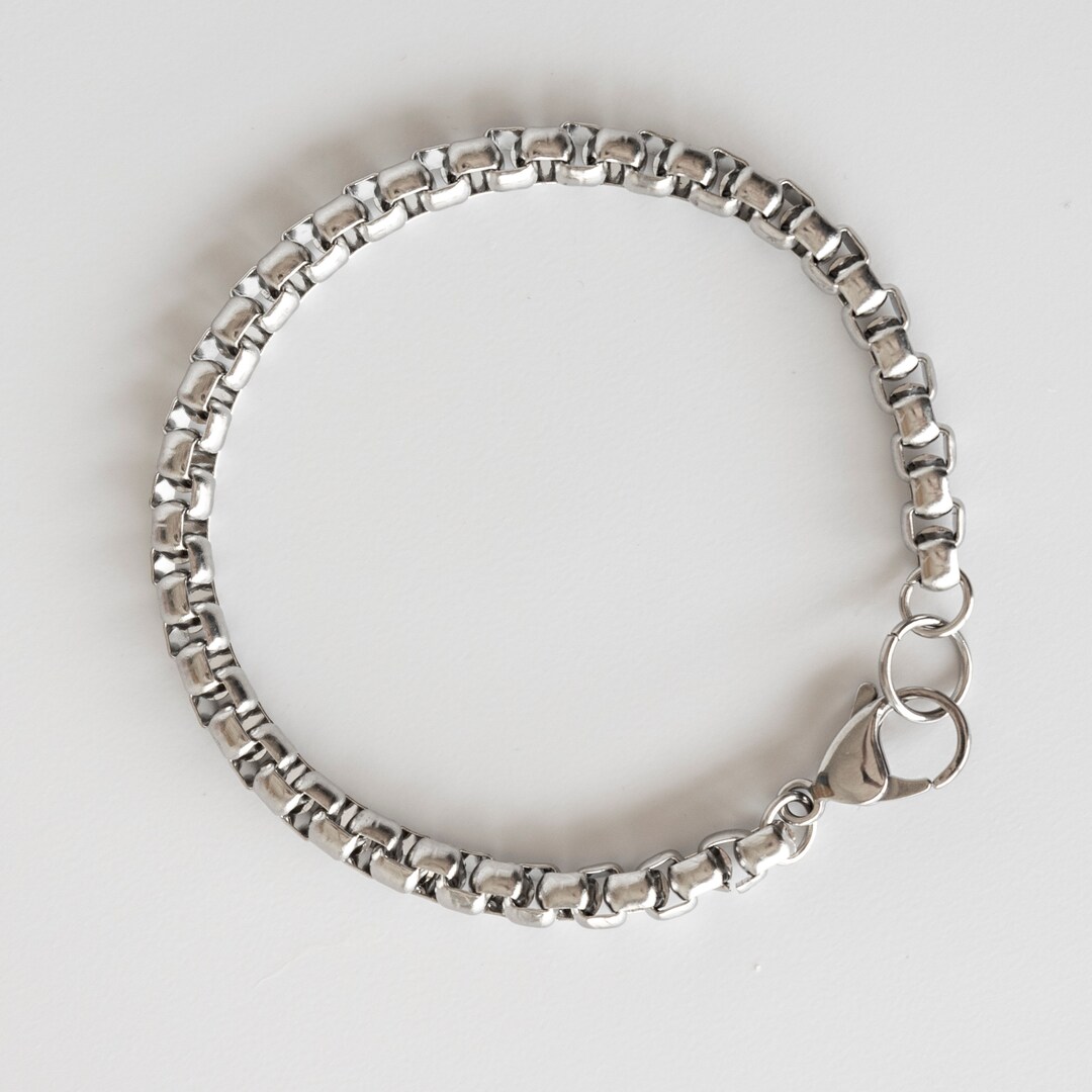 Box Chain Bracelet for Men, Round Box Chain Bracelet for Men, Mens ...