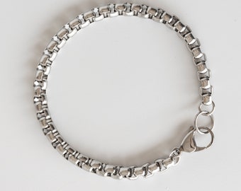 Box chain Bracelet for men, Round Box Chain Bracelet for Men, Mens Stainless Steel Chain Bracelet, Modern Chain Bracelet for Men, Eian Brace