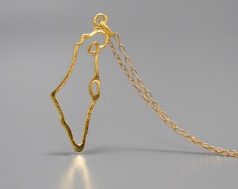 Karta över Israel halsband, Israel karta halsband, Israelformat hänge, judiska smycken, judaica, Heligt land halsband, stativ med Israel halsband