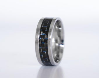 Bcughia Men's Wedding Band - Stainless Steel Frost Design Ring For Him, Anniversary Gift 4 thumbnail image