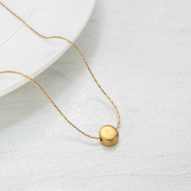 Gold Bead Necklace, Simple Circle Necklace, Delicate Necklace, Dot Necklace, Minimal Necklace, Minimalist Jewelry, Classic Necklace, Gifted image 5