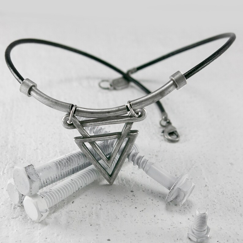 Men Choker Necklace Men Necklace Men Jewelry Men Geometric Necklace Husband Gift Boyfriend Gift Men Leather Necklace Men Gift
