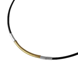 Men&#39;s Black Leather Choker, Silver & Brass Tube Beads, Tribal Choker Necklace for Men, Unique Handmade Boho Jewelry for Men