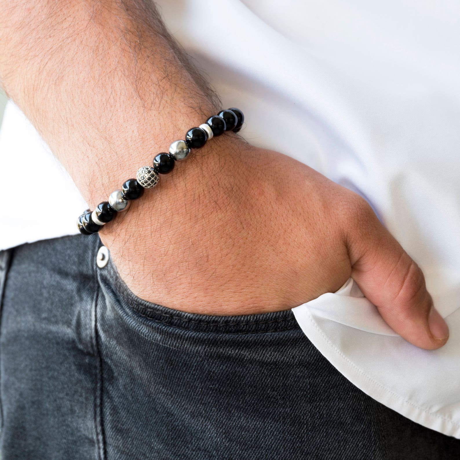 Men's Beaded Bracelet Men's Strech Bracelet Etsy Israel