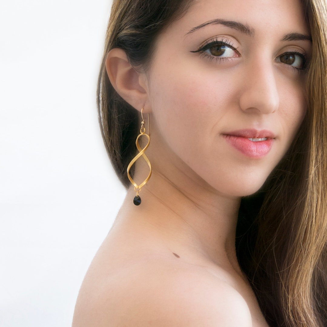 Gold Kristall Ohrringe Gold gefüllte Ohrringe lange - Etsy.de