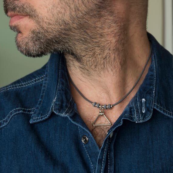 Men's Necklace - Men's Choker Necklace - Men's Leather Necklace - Men's Jewelry - Men's Gift - Boyfriend Gift - Husband Gift - Guys Jewelry