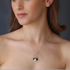 Black Pearl Necklace - Silver Necklace - Fresh water Pearl Necklace - Fresh Water Pearl Necklace - 925 Sterling Silver Pearl Necklace