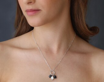 Zwarte parelketting - zilveren ketting - zoetwaterparelketting - zoetwaterparelketting - 925 sterlingzilveren parelketting
