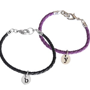 Conjunto de pulseras personalizadas para parejas, pulsera con letras iniciales de la A a la Z, pulsera de cuero vegano, pulsera elegante para parejas, conjunto Bleeker St.