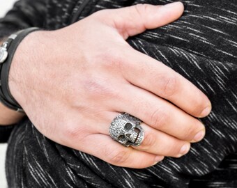 Men's Ring - Men's Stainless Steel Ring - Men's Statement Ring - Men's Skull Ring - Men's Stacking Ring - Men's Jewelry - Husband Gift