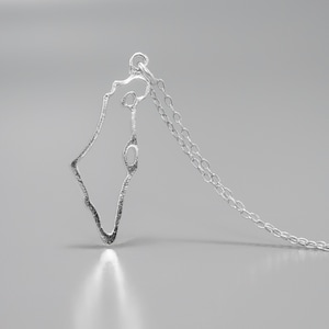 Collier carte d'Israël, collier Israël en argent, pendentif en forme d'Israël, bijoux juifs, Judaica, collier Holyland, support avec chaîne Israël