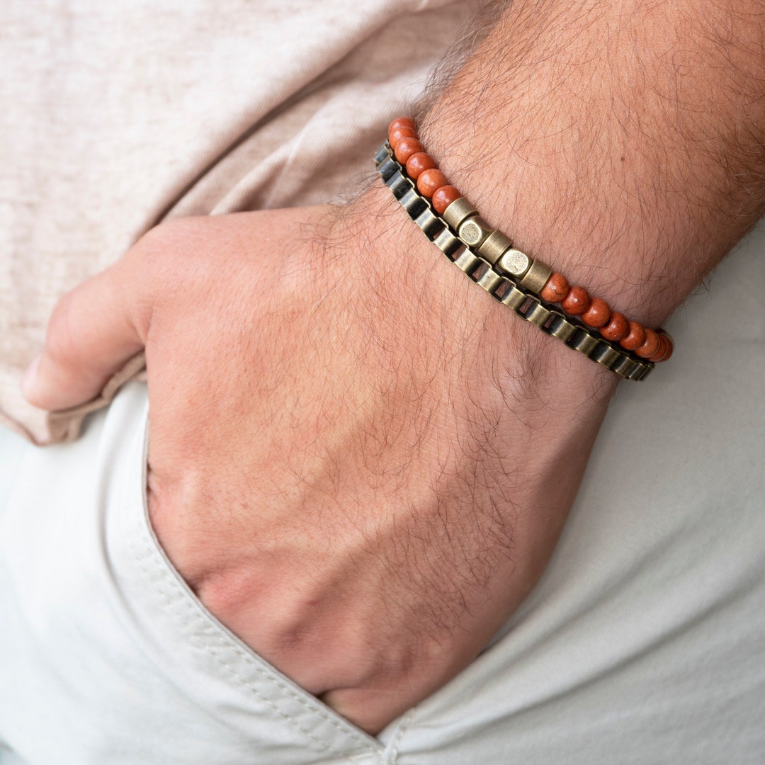 Men Beaded Bracelet Set Men Strech Bracelet Men Bracelet Etsy