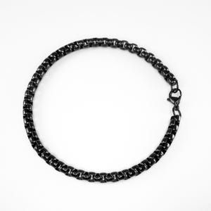 Men Black Stainless steel Chain Bracelet, Men Box Chain Bracelet, Men Jewelry, Men Gift, Boyfriend Gift, Husband Gift, Eylon b