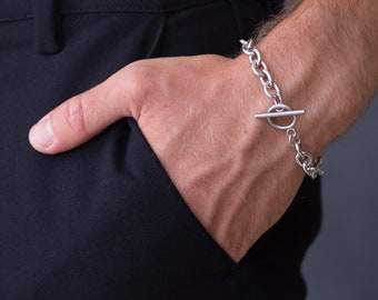 ステンレススチール＆ブラックラバーリンクブレスレット - Etsy 日本