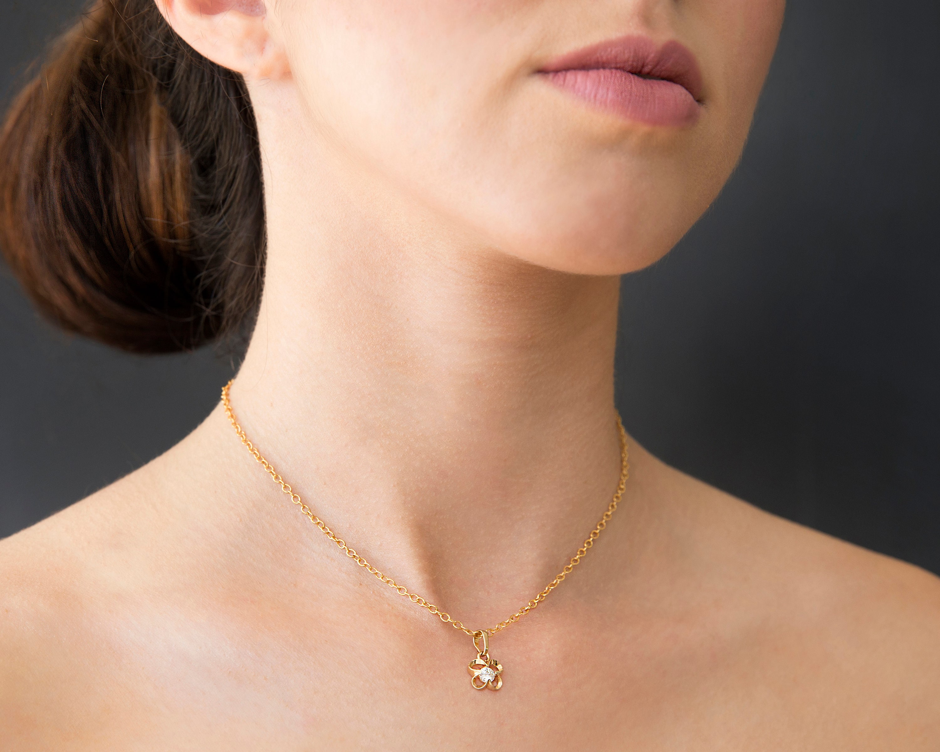 Gold Crystal Necklace Crystal Pendant Gold Necklace Etsy