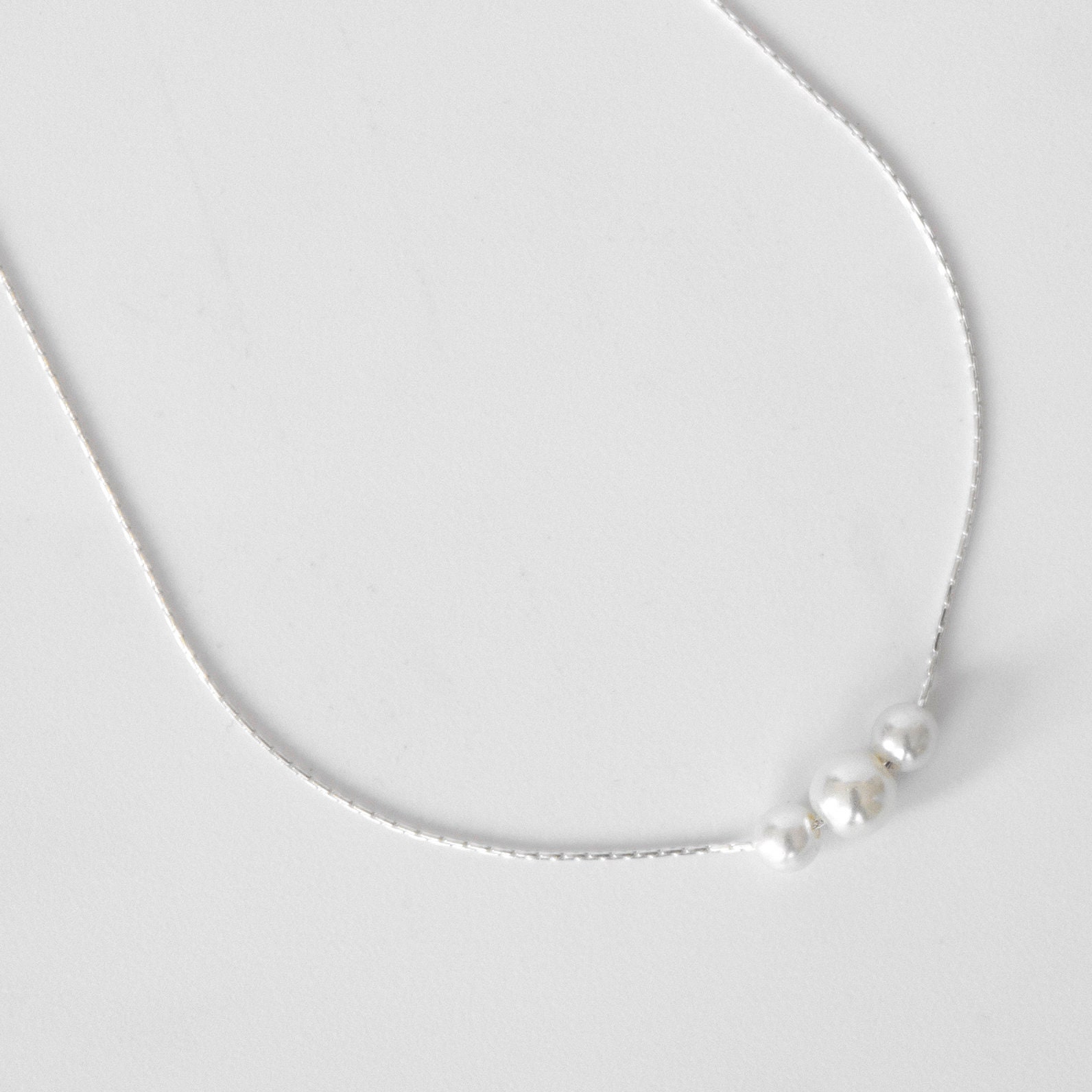 Silver Pearl Necklace Simple Pearl Necklace Silver & Pearl Etsy Israel