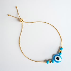 Evil Eye Bracelet - Gold Eye Bracelet - Protection Bracelet - Gold Beaded Bracelet - Dainty Bracelet - Evil Eye Jewelry - Minimal Bracelet