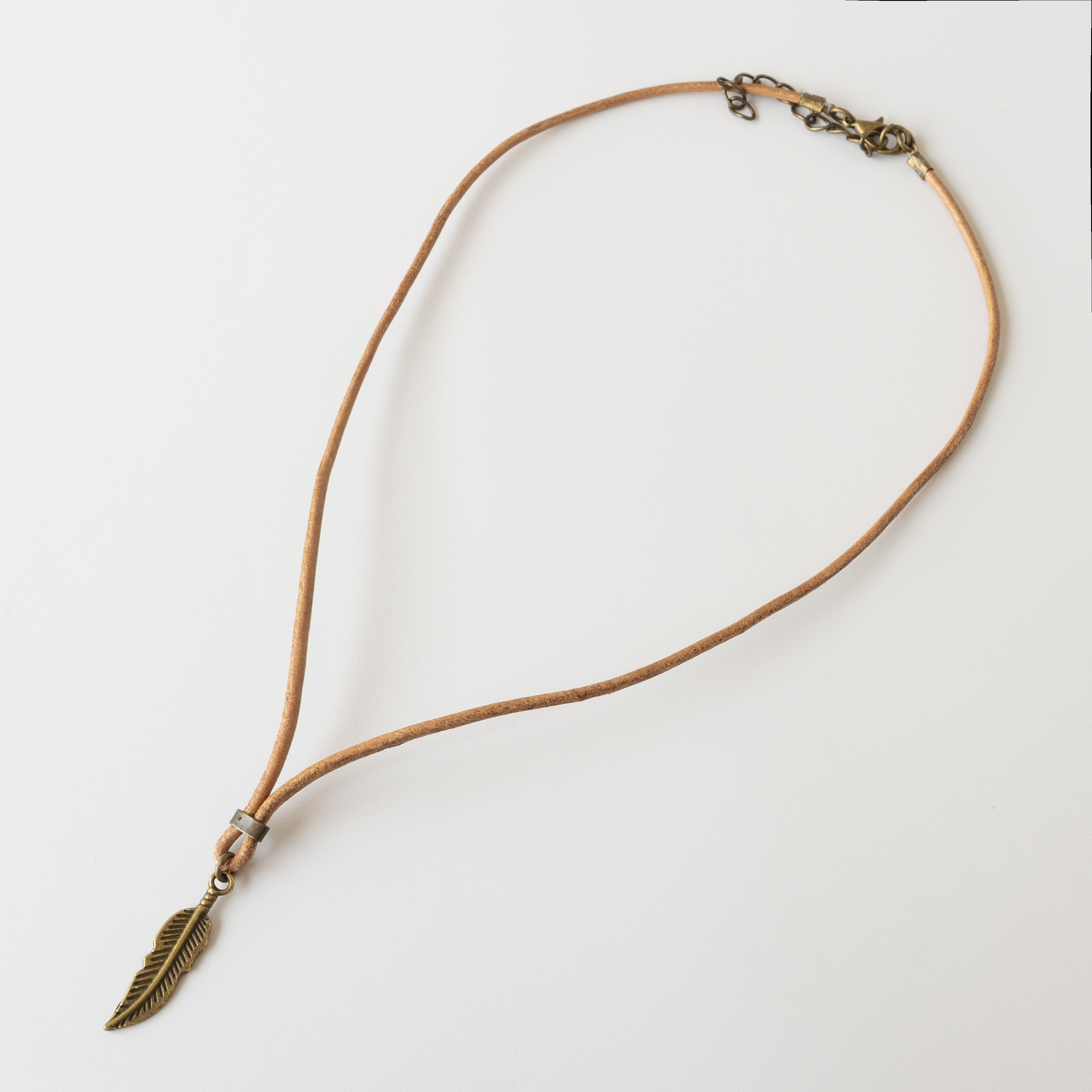Men Leather Necklace - Men Necklace - Men Feather Choker Necklace