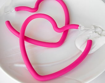Große Herz Creolen, Einzigartige Herz Creolen Ohrringe, Extra Gewöhnliche Ohrringe, Große Bold Chunky Hoops Statement Ohrringe, BFF Geschenk