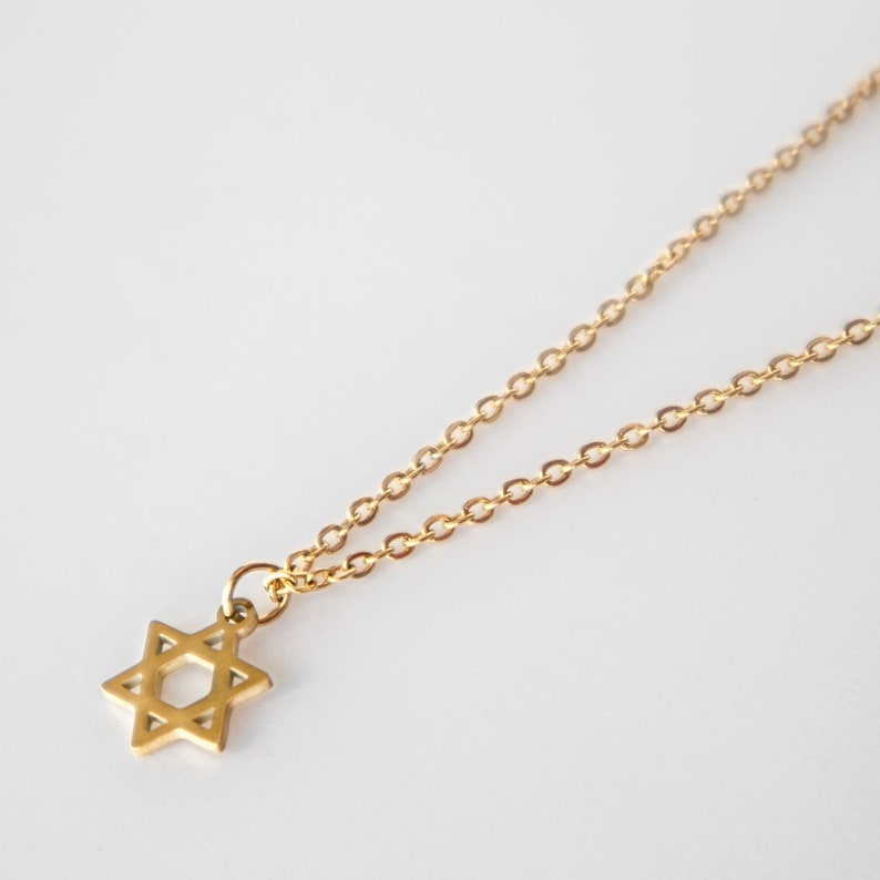 Gold Magen David Pendant Necklace, Tiny Star Of David Pendant Necklace, Stainless Steel Jewish Religious Judaica, Jewish David Star Necklace image 5