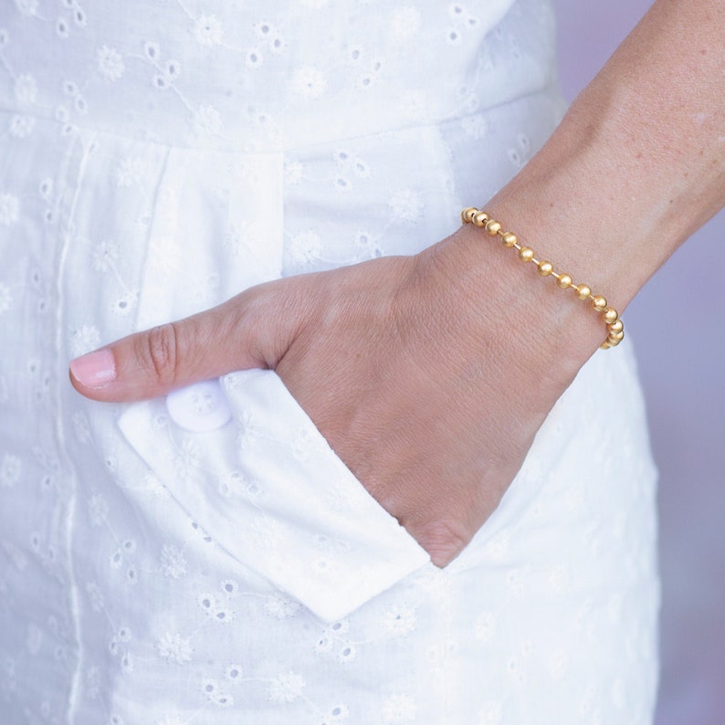 Gold Chain Bracelet Stacking Bracelet Layring Gold Link Bracelet Gold Minimal Bracelet Minimalist Bracelet Gold Ball Bracelet