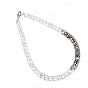Men Heavy Choker Necklace, Men Chain Choker Necklace, Mens Chunky Silver & White Necklace, Masculine Necklace, Men Thick Silver choker,Nadav