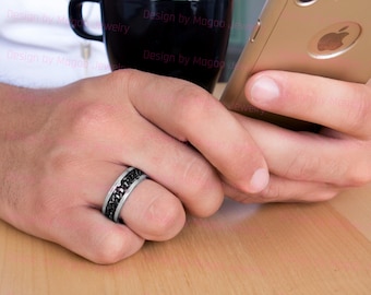 Mens Spinner Ring, Anti Stress Ring, Anxiety Fidget Ring, Fidget Spinner Ring, Mens Designer Ring, Mens Stainless Steel Ring, Two Tones Ring