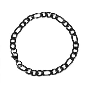 Mens Black Chain Bracelet, Black Stainless Chain Bracelet, Figaro Chain Bracelet For Men, Mens Unique Geometric Chain Bracelet, Avalon