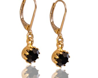 Gold Crystal Earrings - Bridesmaid Earrings - Minimal Earrings - Gold Filled Earrings - Bridesmaid Jewelry - Classic Earrings - Minimalist