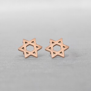 RoseGold Magen David Earrings, Tiny Dainty Star of David Stud Earrings, Jewish Earrings, Religious Stainless Steel Earrings, Bat Mitsva Gift