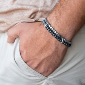 Men Beaded Bracelet set - Men Strech Bracelet - Men Bracelet - Men Jewelry - Men Gift - Husband Gift - Boyfriend Gift - Gemstone Bracelet -