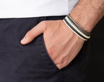 Men's Bracelet Set - Set of 2 Bracelets For Men - Men's leather Bracelet - Men's Jewelry - Men's Gift - Boyfriend Gift - Husband Gift - Guys