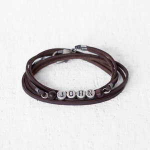 Personalized Vegan Leather Bracelet, Mens Personalized Bracelet, Mens Custom Bracelet, Men Faux Bracelet, Boho Style Bracelet for men, Bff