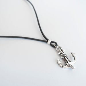 Men Necklace - Men Choker Necklace - Men Leather Necklace - Men Anchor Necklace - Men Jewelry - Men Gift - Boyfriend Gift  - Gift For Dad