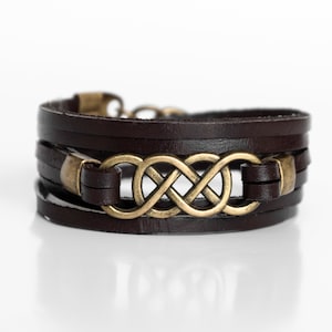Men Infinity Bracelet, Mens Brown Leather Bracelet, Men Geometric Bracelet, Mens Modern Bracelet, Mens Unique leather Bracelet, Boho style