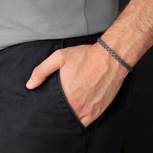 Men&#39;s Vegan Bracelet, Gray bracelet for men, Faux leather bracelet, Men&#39;s Jewelry, Husband Gift, Men&#39;s modern jewelry, Braided bracelet Boho