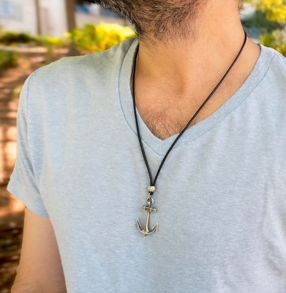 Collar de los hombres collar de ancla de los hombres | Etsy México