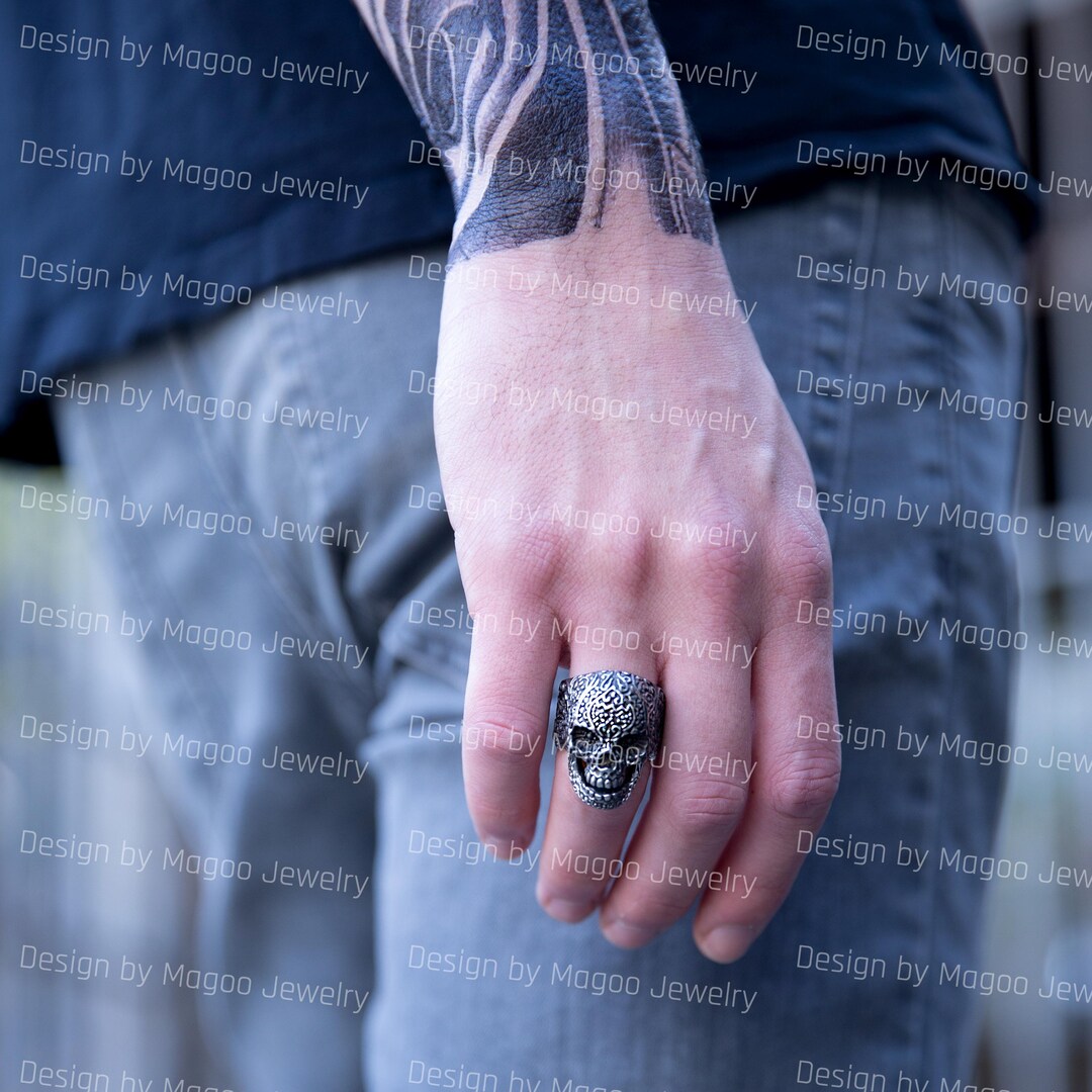 Men's Ring Men's Stainless Steel Ring Men's Statement Ring Men's Skull ...