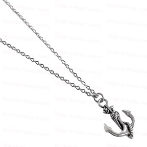 Mens Anchor Necklace, Stainless Steel Pendant Necklace, Unique Handmade Nautical Sailor Oceanic Jewelry for Guys, Silver Necklace, Bff Gifts