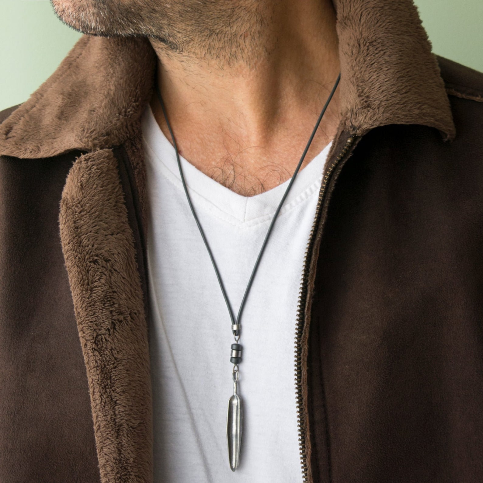 Men's Necklace Men's Leather Necklace Men's Etsy