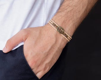 Wrap Bracelet for Men, Men Vegan Leather Bracelet, Men Unique Infinity Bracelet, Boho Style Jewelry For Men, Men Braided Vegan Wrap Bracelet