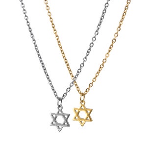 Gold Magen David Pendant Necklace, Tiny Star Of David Pendant Necklace, Stainless Steel Jewish Religious Judaica, Jewish David Star Necklace image 8