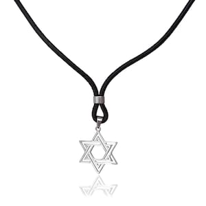 Brown Leather and Silver Magen David Necklace for Men, Design Star of David Pendant Necklace, Jewish Religious Judaica, Jewish Jewelry Gifts