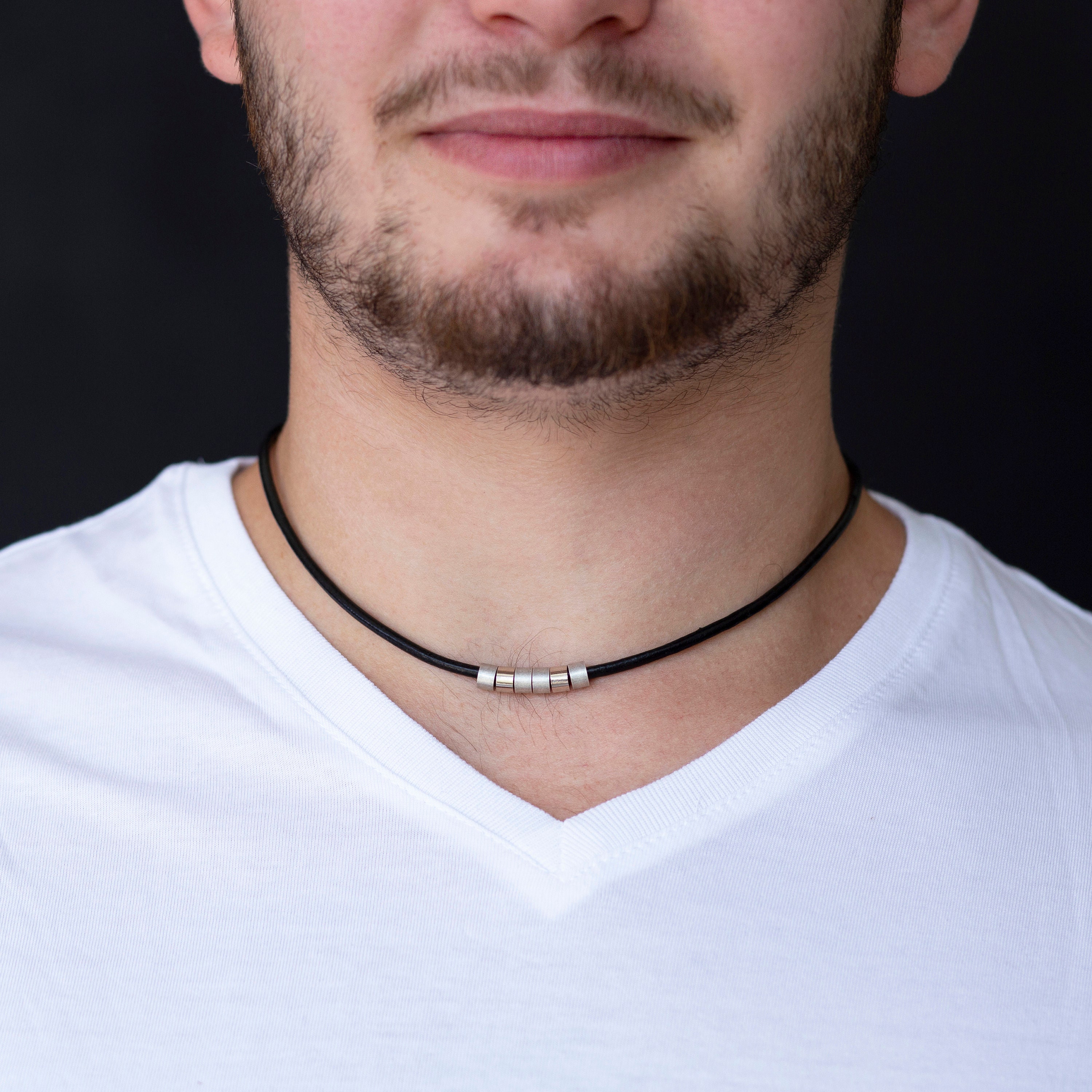 Men's Leather Choker Necklace