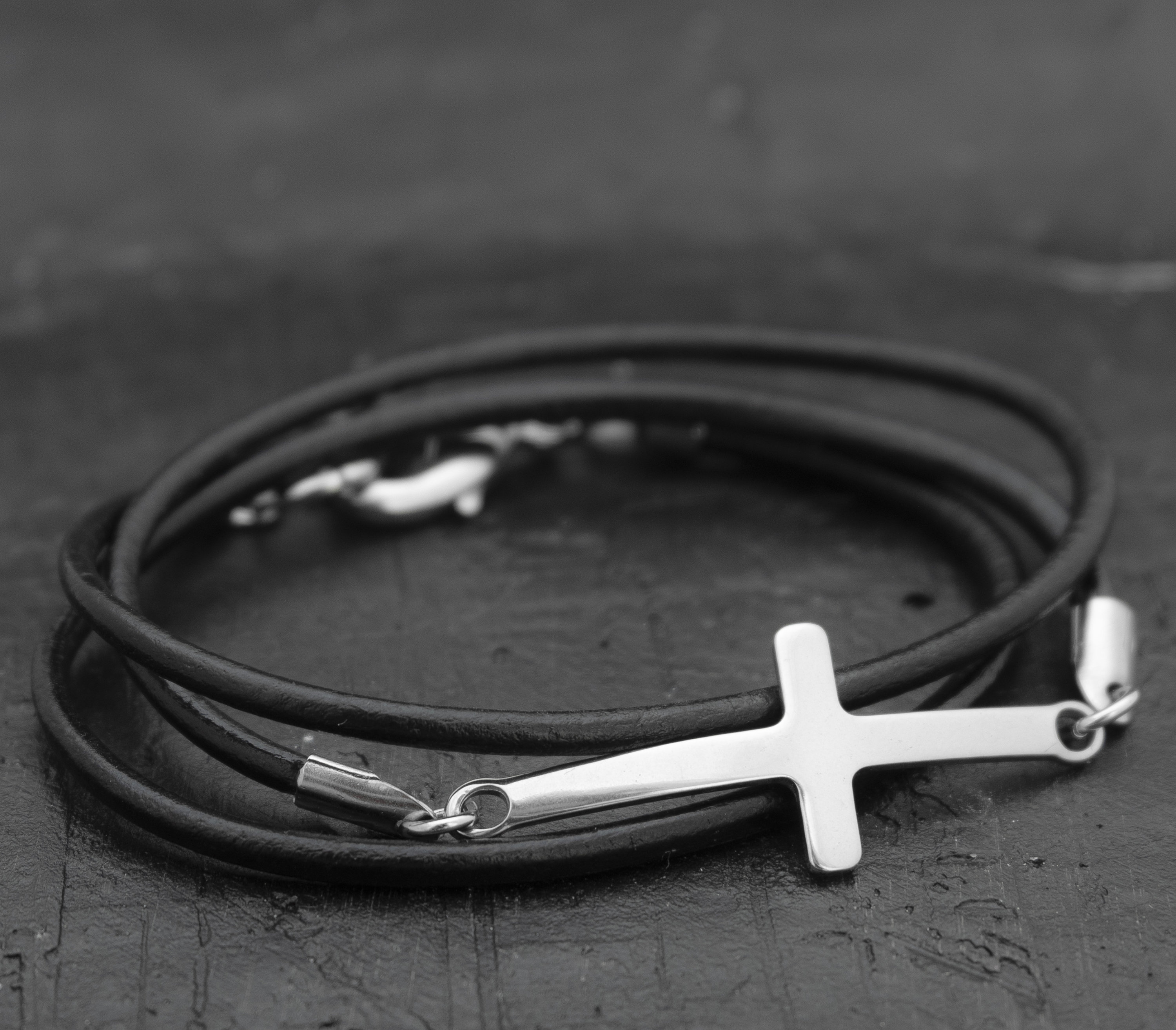アクセサリー Engraved the Cross leatherbracelet GINZI Cross Leather Bracelet/fathers Day Gift/faith Jewelry
