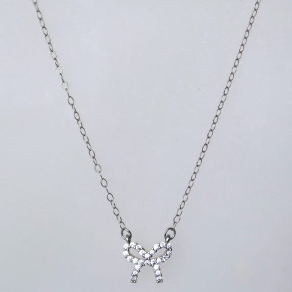 Crystal Pavé Ribbon Necklace - Silver Crystal Ribbon Pave main image 4